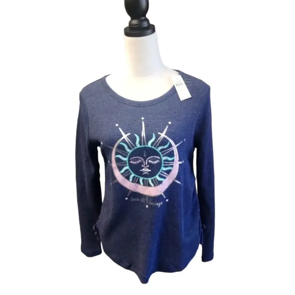 Justice Girls Long Sleeve Shirt color Dark Blue size 16/18